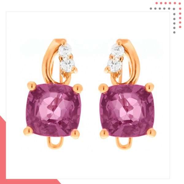 Divine Gems Purple Antheia Owl 18K Rose Gold Earring