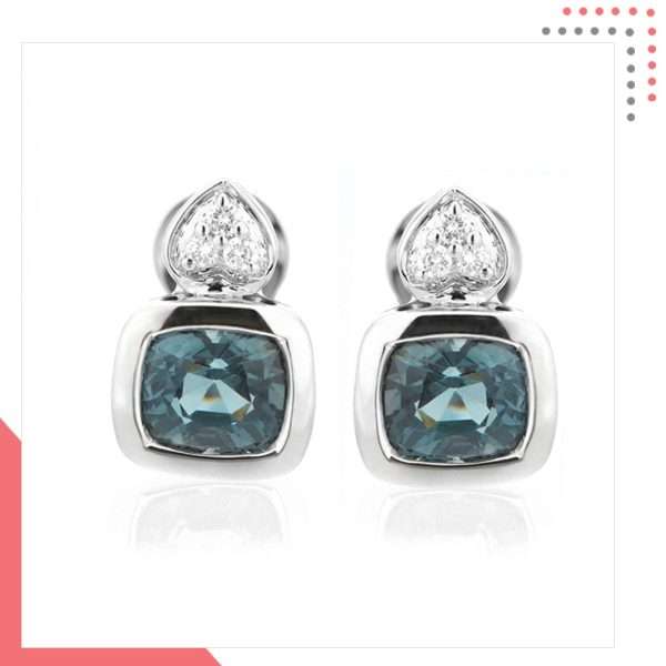 Divine Gems Leaf Aquamarine Harmonia 18K White Gold Earring