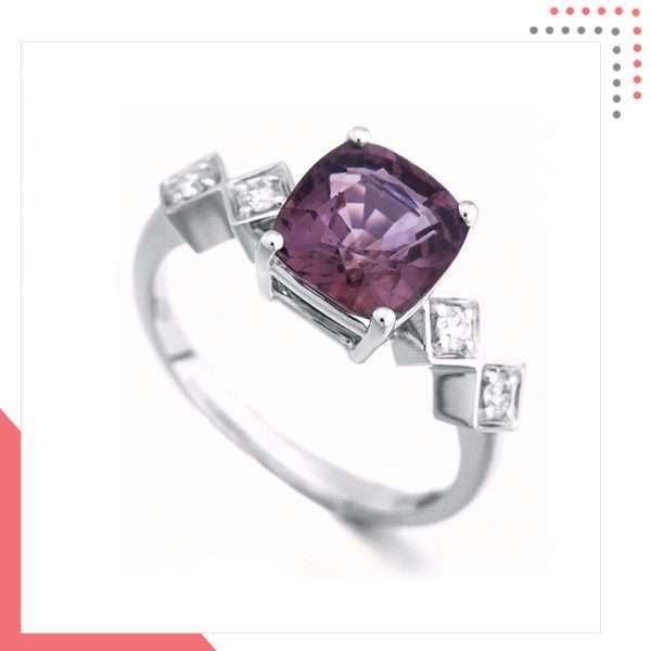 Divine Gems Lilac 4 Square Antheia 18 White Gold Ring