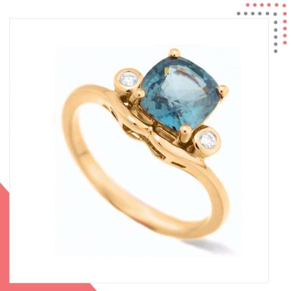 Divine Gems Aquamarine Harmonia in 18K Rose Gold Ring