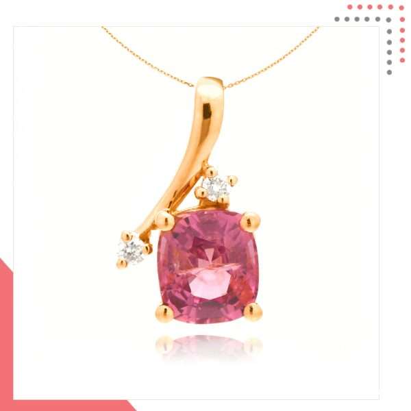 Divine Gems Pink Antheia Single Wing 18K Rose Gold Pendant