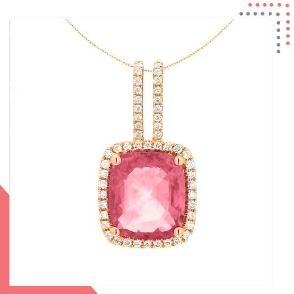 Divine Gems Pink Antheia Dual Stud Square 18K Rose Gold Pendant