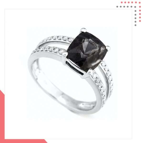 Divine Gems Black Dual EOS 18K White Gold Ring