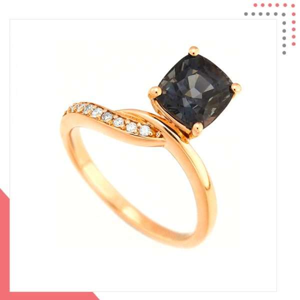 Divine Gems Black EOS Intertwine 18K Rose Gold Ring