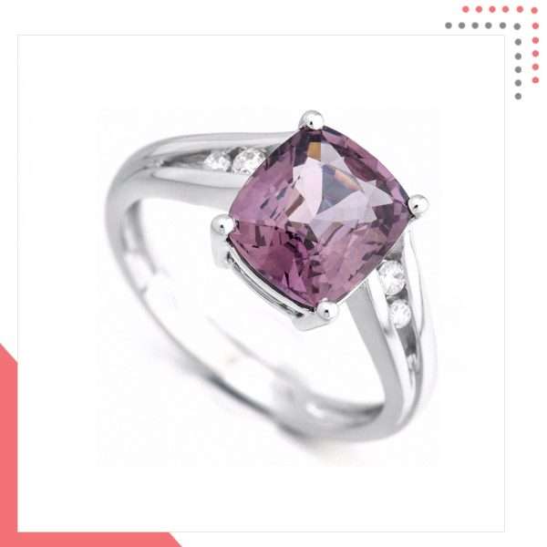 Divine Gems Purple Erato Love 18K White Gold Ring