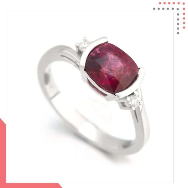 Divine Gems Purple Antheia Slim 18K White Gold Ring