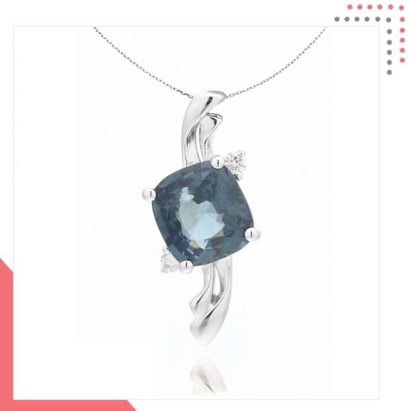 Divine Gems Aquamarine Harmonia Dual Tail 18K White Gold Pendant