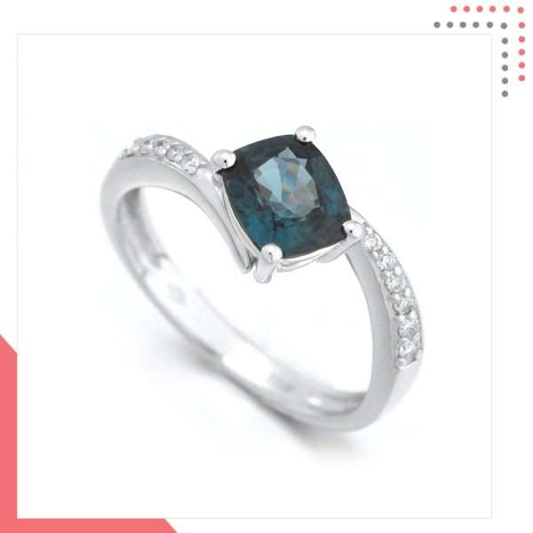 Divine Gems Blue Urania Intertwine 18K White Gold Ring