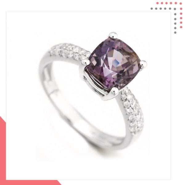 Divine Gems Purple Erato 18K White Gold Ring