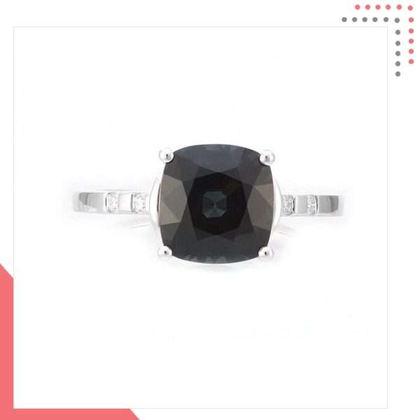 Divine Gems Hebe Black Trust 18K White Gold Ring - Image 2