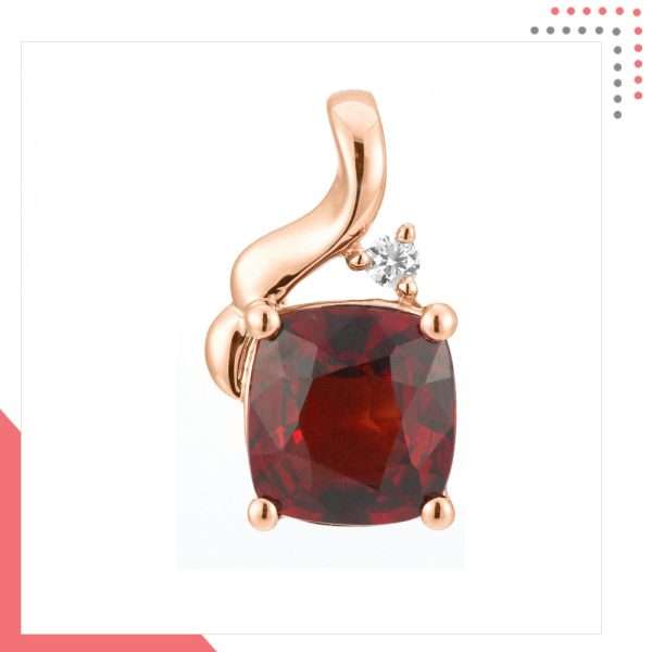 Divine Gems Scarlet Red Erato Stem 18K Rose Gold Pendant