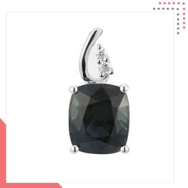 Divine Gems Black EOS Stem 18K White Gold Pendant