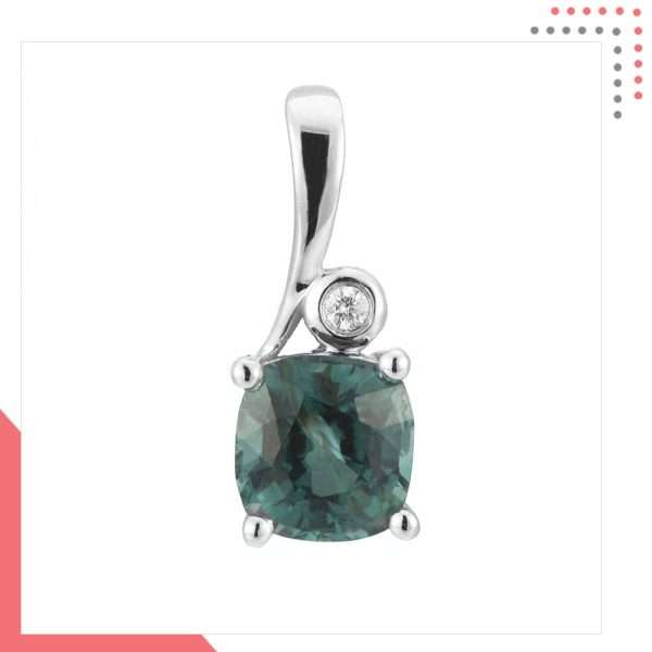 Divine Gems Aquamarine Harmonia Single Tail 18K White Gold Pendant