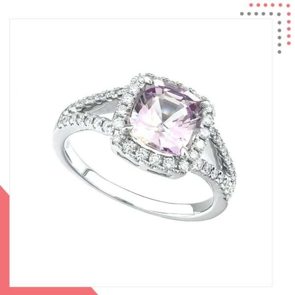 Divine Gems Pink Antheia Bed 18K White Gold Ring