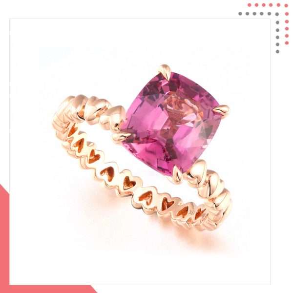 Divine Gems Purple Antheia Circle of Love 18K Rose Gold Ring