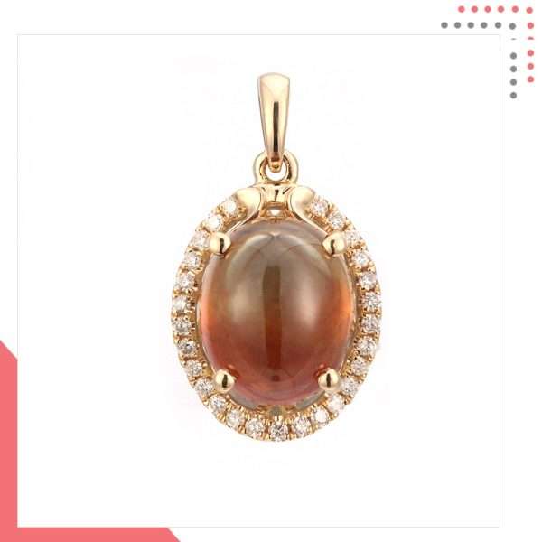 DIvine Gems Yellow Astraea Oval In 18K Yellow Gold Pendant