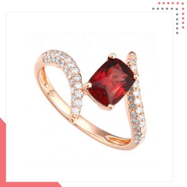 Divine Gems Scarlet Intertwine Erato Unity 18K Rose Gold Ring