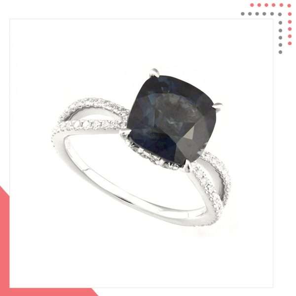 Divine Gems Premium Bold Black EOS 18K White Gold Ring