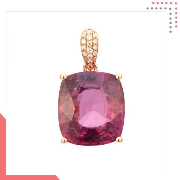 Divine Gems Purple Athena Full Leaf 18K Rose Gold Pendant