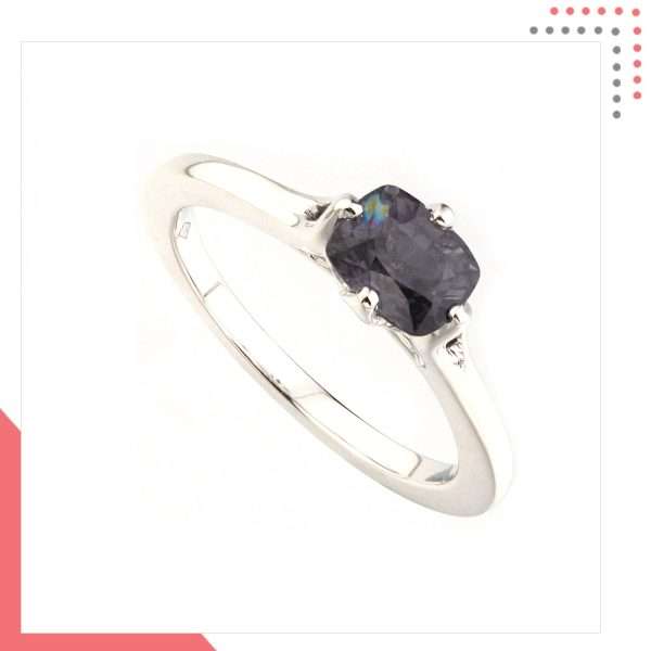 Divine Gems Black Hebe Slim White Gold Ring