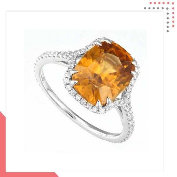 Divine Gems Orange Athena 18K White Gold Ring